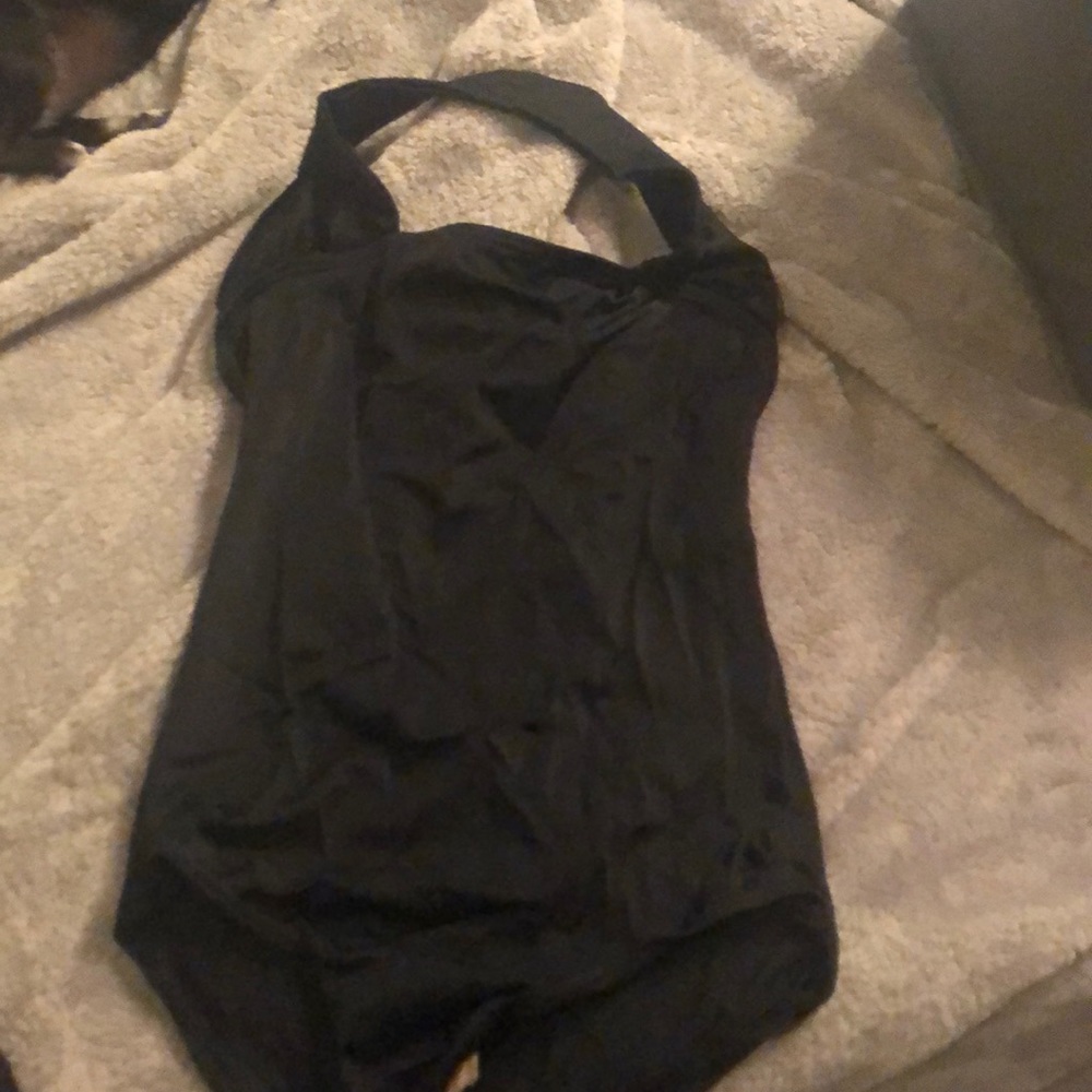 Black halter ballet leotard